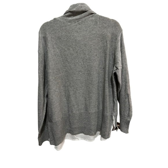 Simply Vera Wang - NWT - Two-Fer,  Gray, Cowl drawstring Neck Sweater - Size XL - Picture 2 of 4